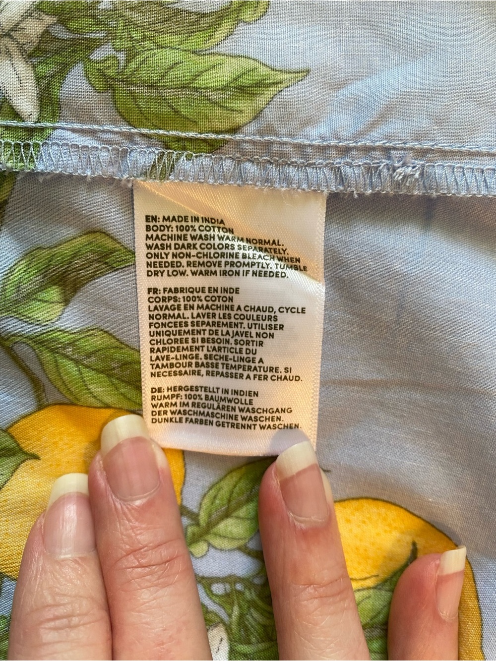 100% cotton (with pockets!) Lands' End Powder Blue Lemon-Print Maxi Skirt - Picture 7 of 8